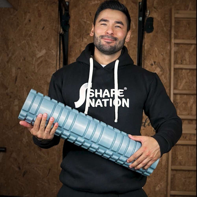 Faszienrolle, strukturiert, 33 cm – grau