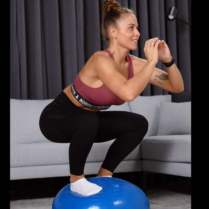 Balance-Ball mit Fitness-Tubes, blau