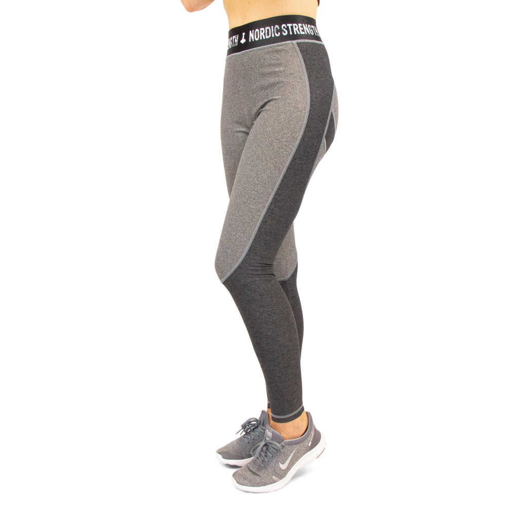 Leggings DELUXE, hohe Taille, hellgrau/dunkelgrau