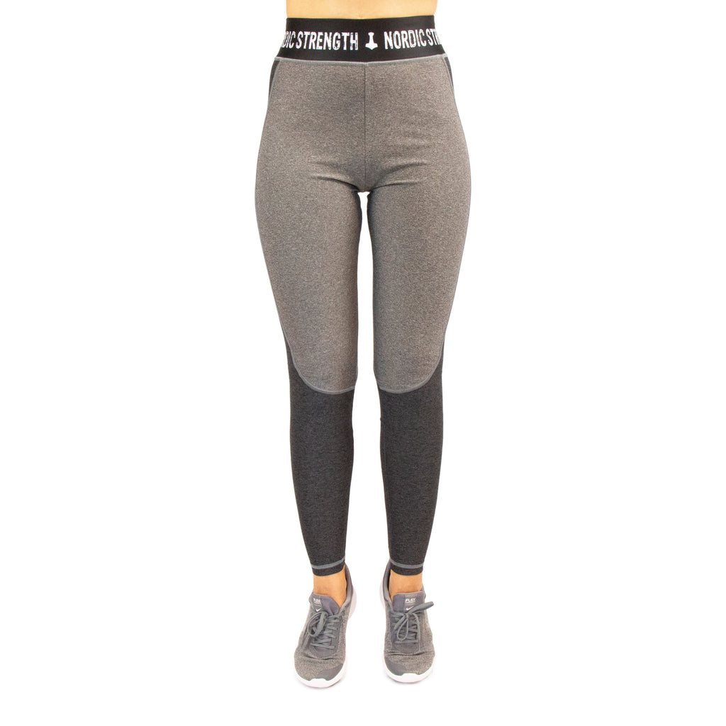 Leggings DELUXE, hohe Taille, hellgrau/dunkelgrau