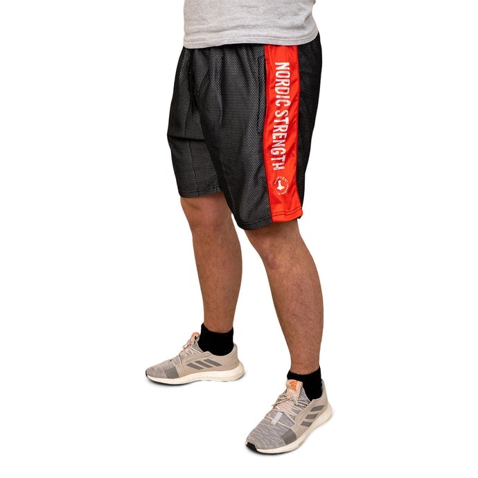 Trainingsshorts Performance, Mesh-Material, grau-rot