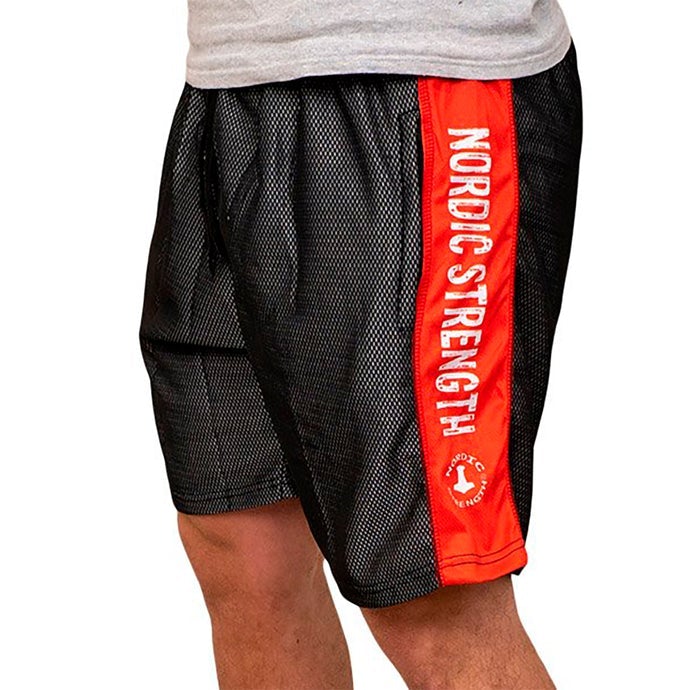 Trainingsshorts Performance, Mesh-Material, grau-rot