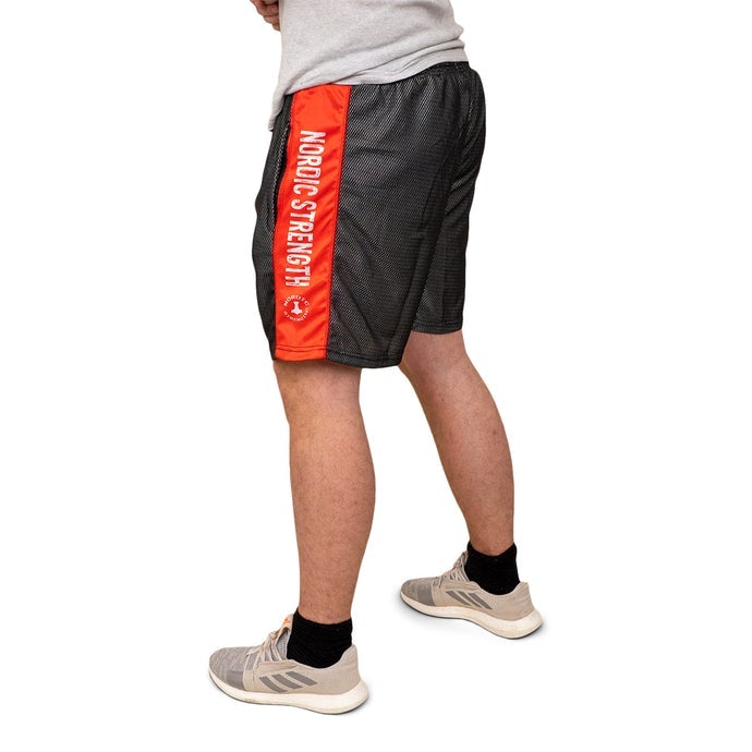 Trainingsshorts Performance, Mesh-Material, grau-rot