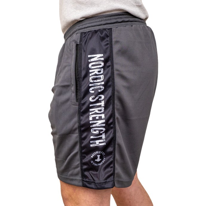 Trainingsshorts Performance, doppellagig, Nordic Strength, grau-schwarz