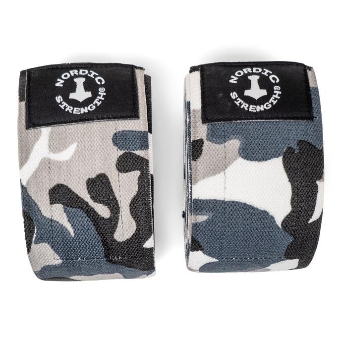 Kniebandage mit Klettverschluss, graues Tarn-Muster, je 2 m (Paar)