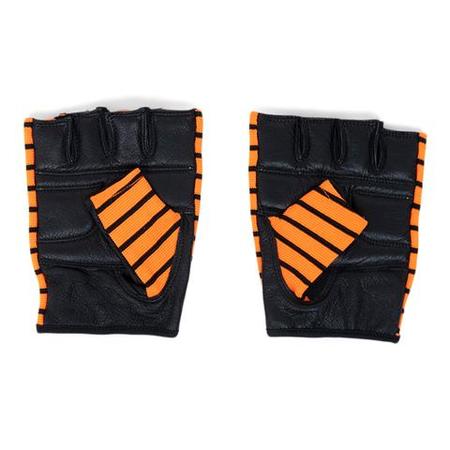 Fitnessshandschuhe mit Ledergrifffläche, schwarz/gelb