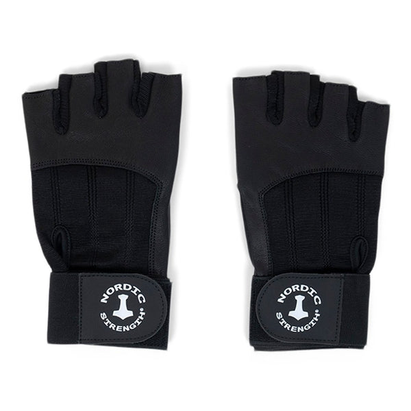 Trainingshandschuhe aus Leder, mit Handgelenkstütze, schwarz