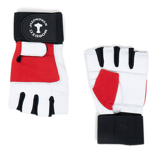 Trainingshandschuhe mit Gelenkbandage, rot/weiß