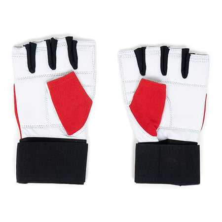 Trainingshandschuhe mit Gelenkbandage, rot/weiß