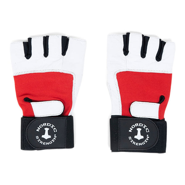 Trainingshandschuhe mit Gelenkbandage, rot/weiß