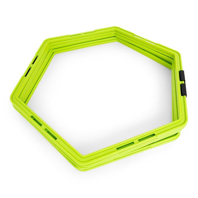 Koordinationsleiter aus sechs hexagonalen Elementen, vielseitig kombinierbar, limetten-grün