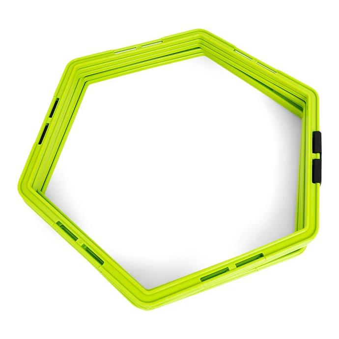 Koordinationsleiter aus sechs hexagonalen Elementen, vielseitig kombinierbar, limetten-grün