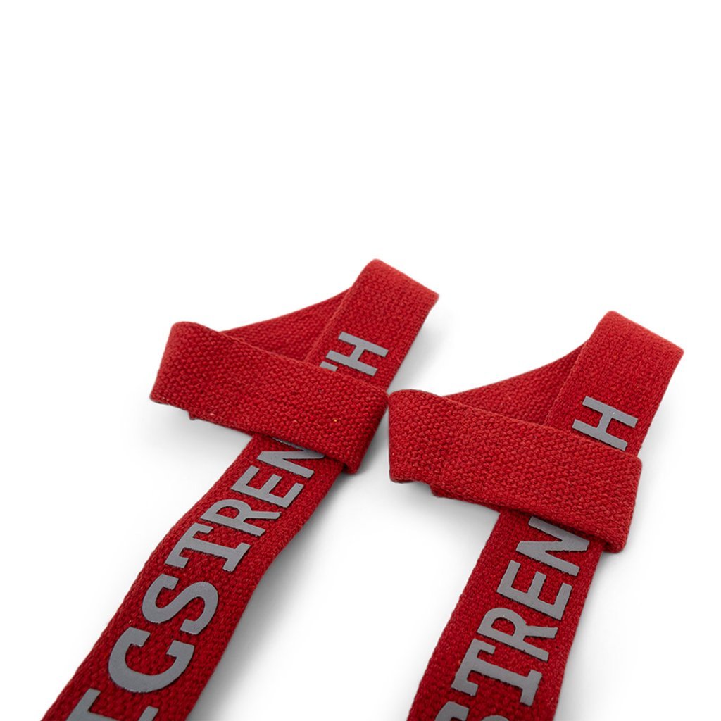 Zughilfen aus Stoff, mit Schriftzug "Nordic Strength", rot