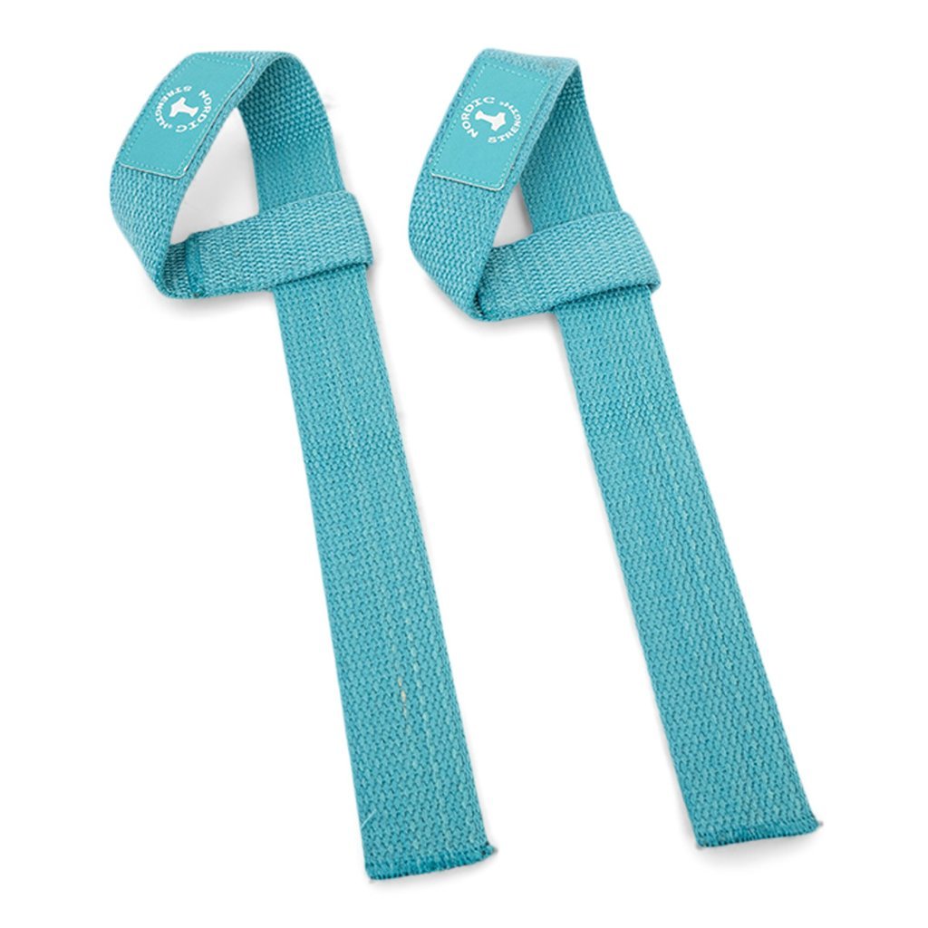 Zughilfen aus Stoff, mit Schriftzug "Nordic Strength", hellblau