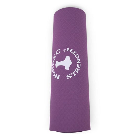 TPE Yogamatte, lila-schwarz, 10mm - schadstofffrei und zu 100% recycelbar, inkl. Tragegurt