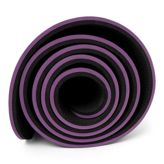 TPE Yogamatte, lila-schwarz, 10mm - schadstofffrei und zu 100% recycelbar, inkl. Tragegurt