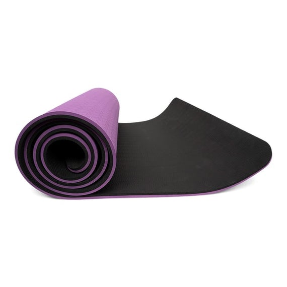 TPE Yogamatte, lila-schwarz, 10mm - schadstofffrei und zu 100% recycelbar, inkl. Tragegurt