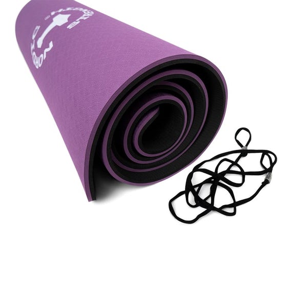 TPE Yogamatte, lila-schwarz, 10mm - schadstofffrei und zu 100% recycelbar, inkl. Tragegurt
