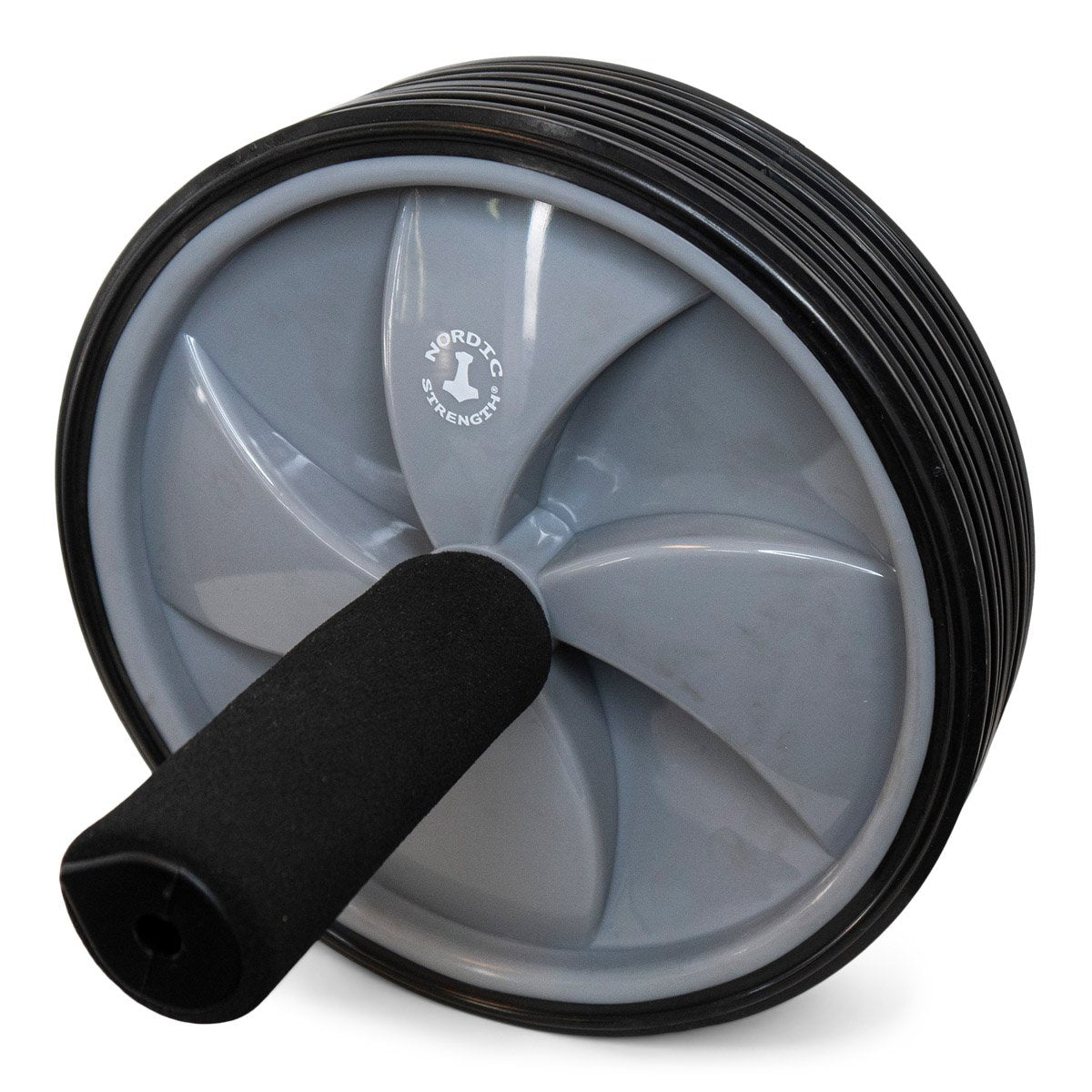 Bauchroller, grau, breites Rad und weiche Griffe