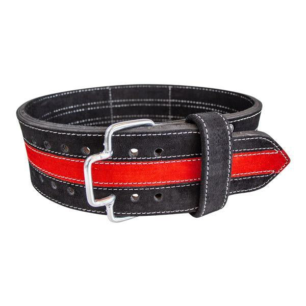 Professioneller Trainingsgürtel mit Schnellverschluss, schwarz-rotes Leder