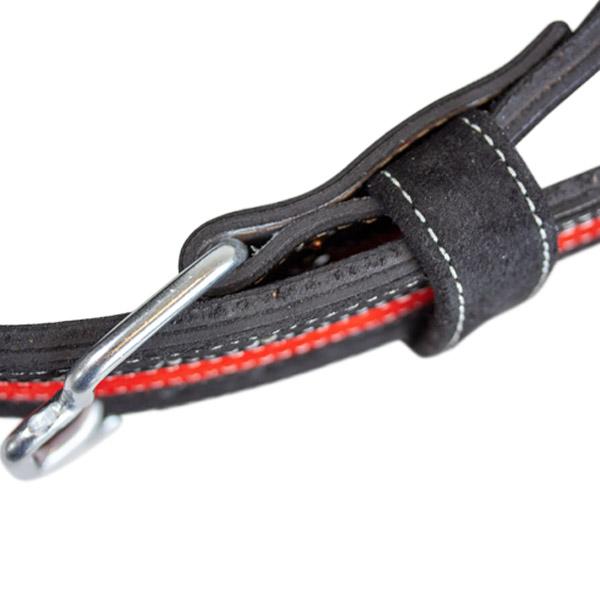 Professioneller Trainingsgürtel mit Schnellverschluss, schwarz-rotes Leder