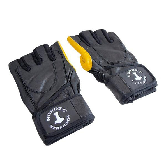 Trainingshandschuhe, mit Handgelenkstütze und gummierter Oberfläche mit Geleinlage, gelb