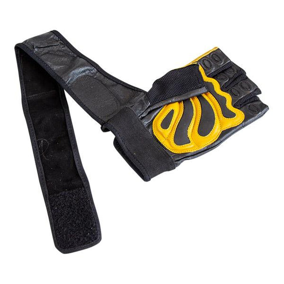 Trainingshandschuhe, mit Handgelenkstütze und gummierter Oberfläche mit Geleinlage, gelb