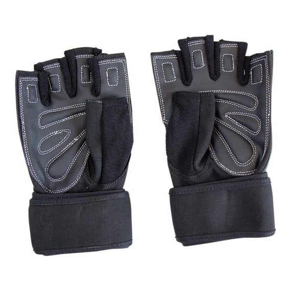 Trainingshandschuhe aus schwarzem Leder, mit Gelkissen und Handgelenkstütze