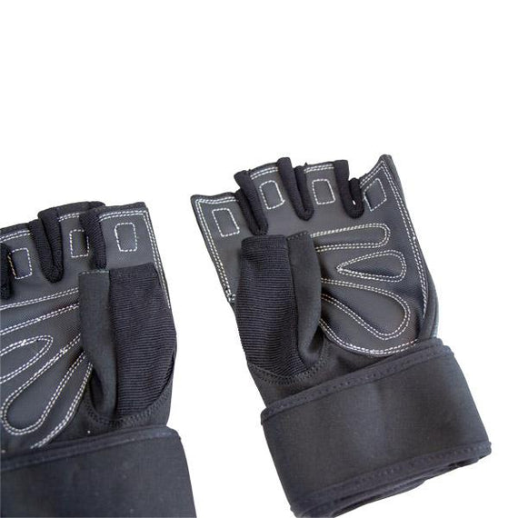 Trainingshandschuhe aus schwarzem Leder, mit Gelkissen und Handgelenkstütze