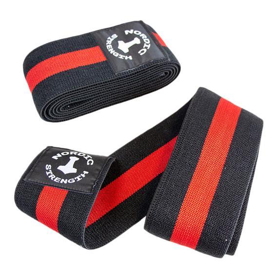 Kniebandage ohne Klettverschluss, schwarz-rot, je 2 m (Paar)