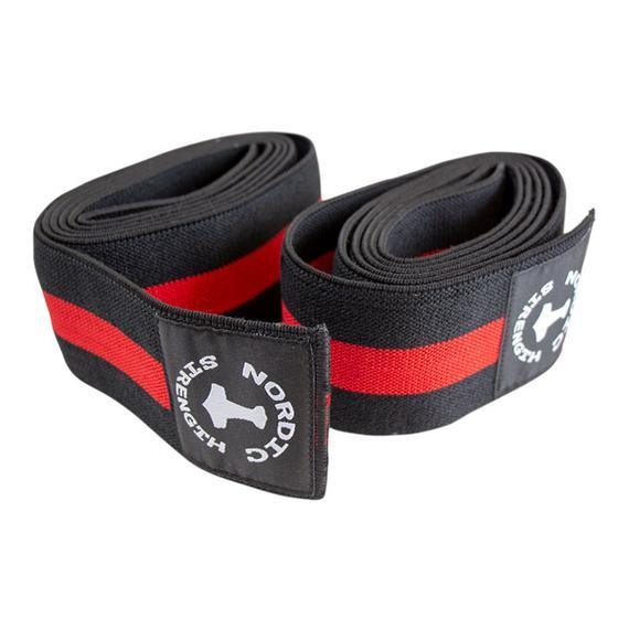 Kniebandage ohne Klettverschluss, schwarz-rot, je 2 m (Paar)