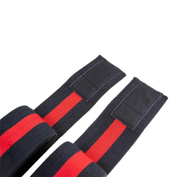 Kniebandage mit Klettverschluss, schwarz-rot, je 2 m (Paar)