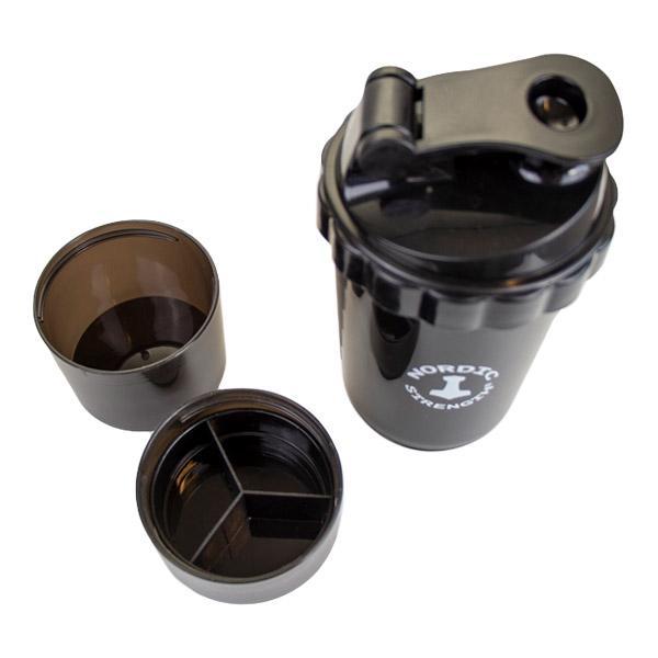 Protein Shaker PRO mit Pillen- und Pulverfach