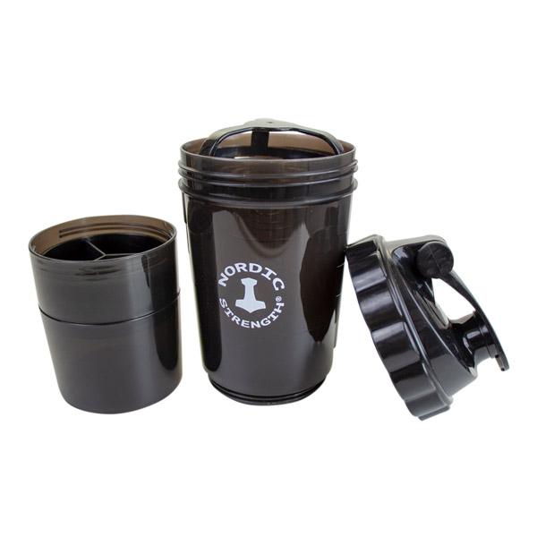 Protein Shaker PRO mit Pillen- und Pulverfach