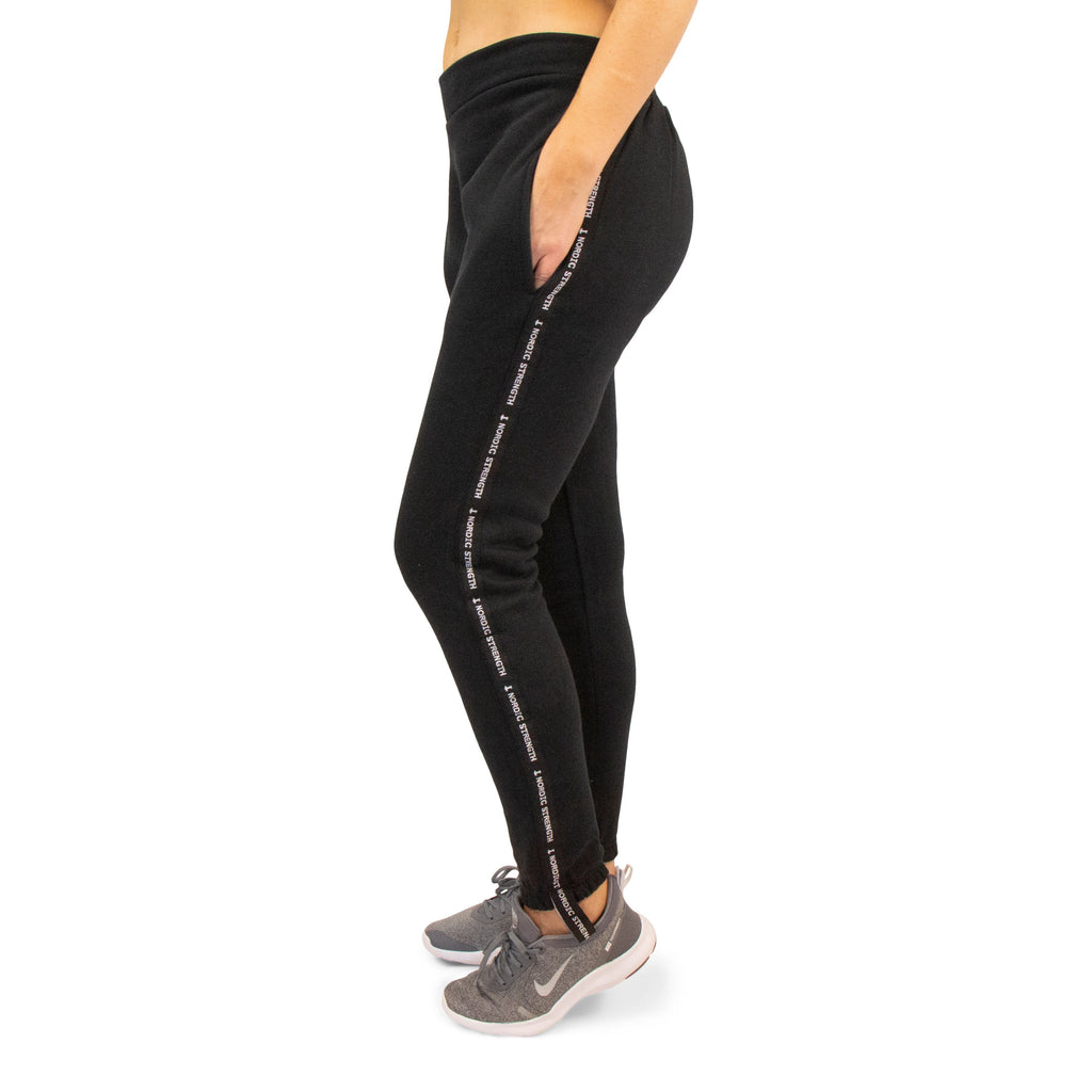 Jogginghose Deluxe - Schwarz mit weißen Streifen