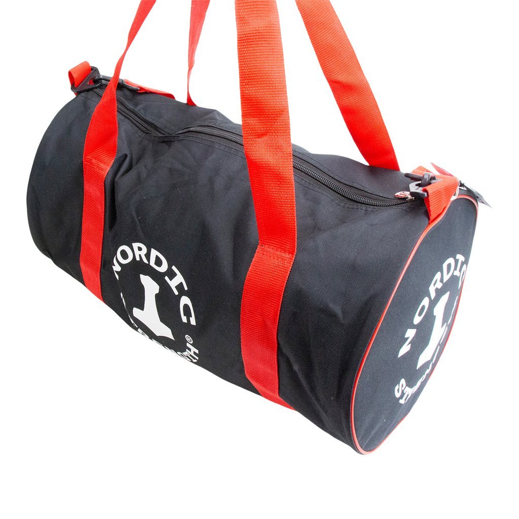 Schlichte, runde Sporttasche, schwarz/rot