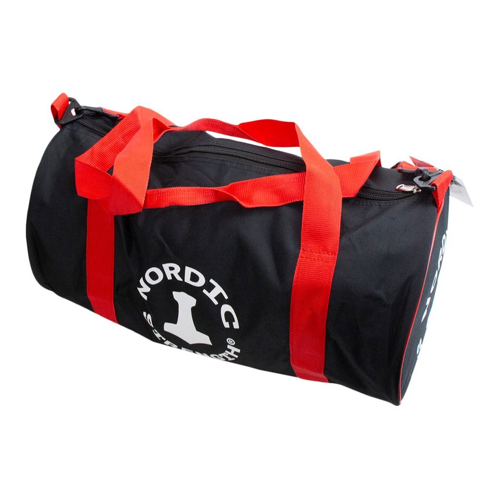 Schlichte, runde Sporttasche, schwarz/rot