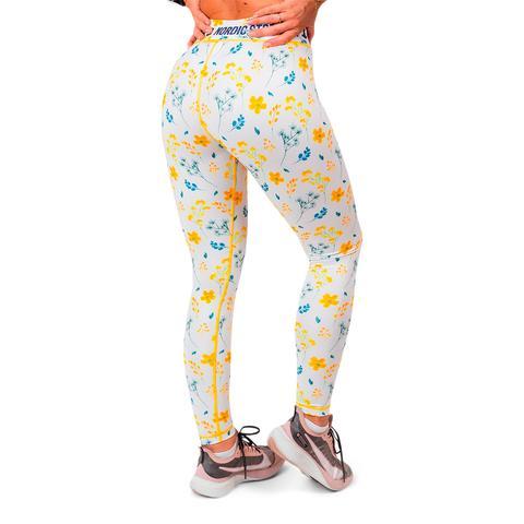 Leggings und Sport-BH, 'Floral Yellow'