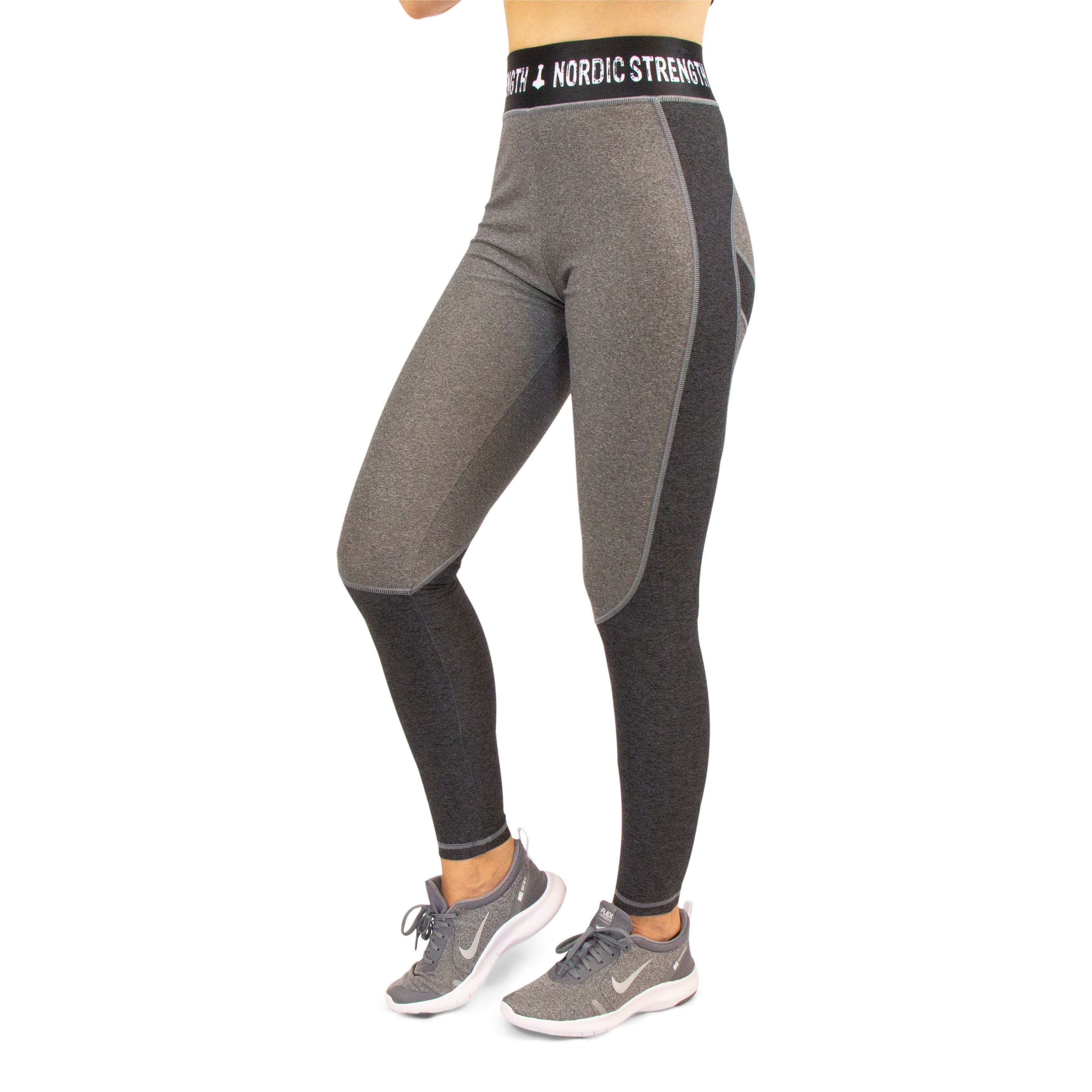 Leggings DELUXE, hohe Taille, hellgrau/dunkelgrau