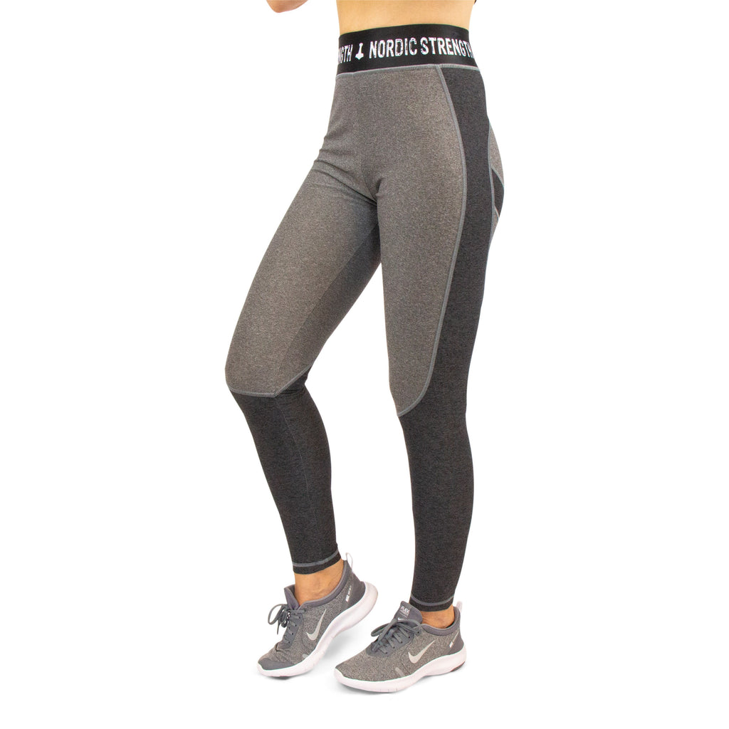 Leggings DELUXE, hohe Taille, hellgrau/dunkelgrau